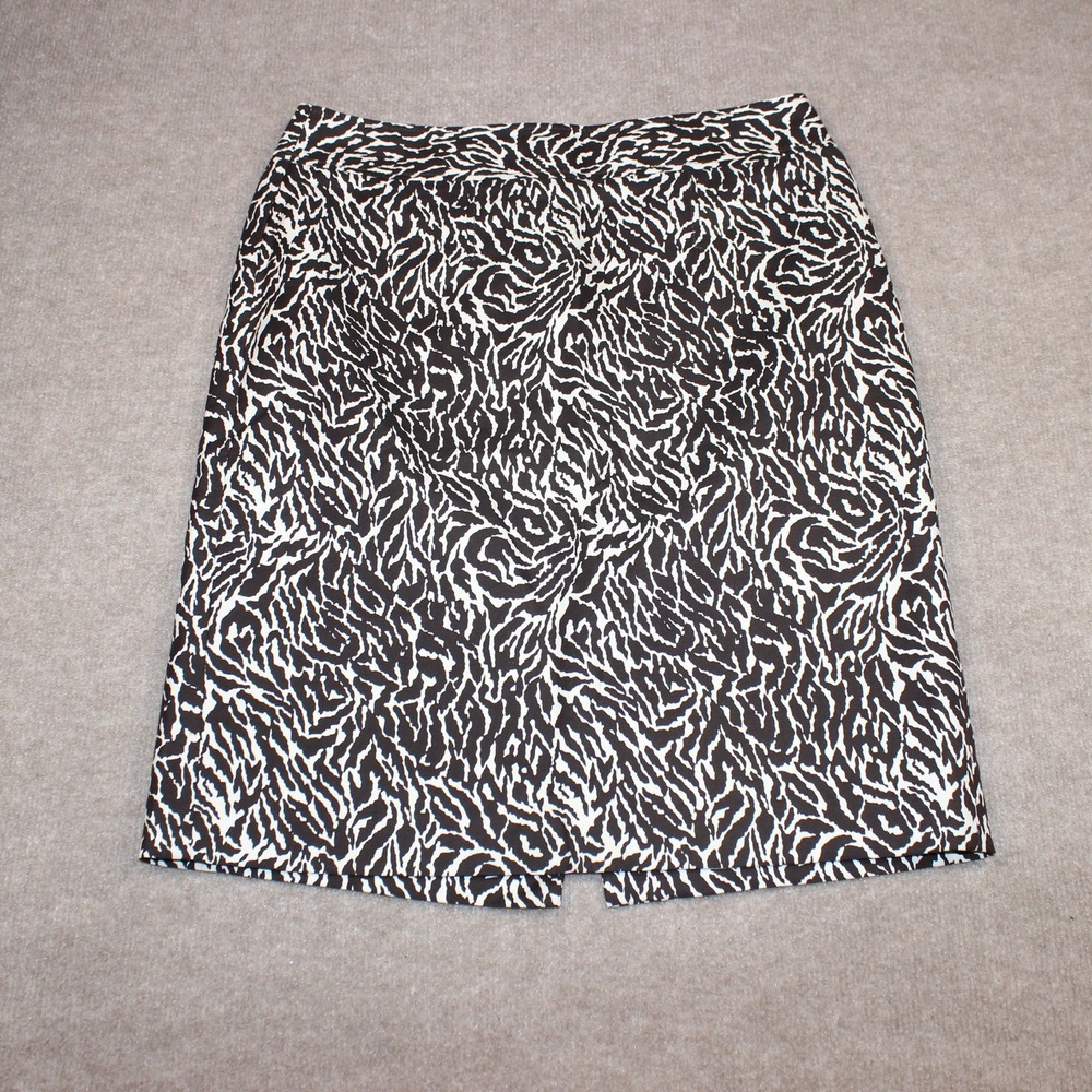 Ann Taylor LOFT Brown White Zebra Print Pencil Skirt Size 8 Lined Knee Length